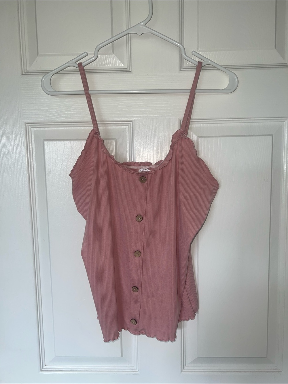 No Boundaries Rose Pink Ribbed Button-Front Camisole